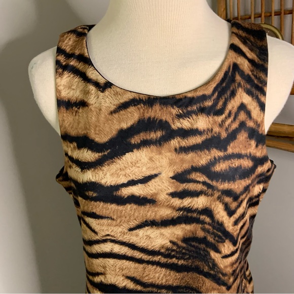 Animal Print Bodycon Midi Dress River Island NWT Tiger Print USA Large STRETCH - Picture 5 of 6